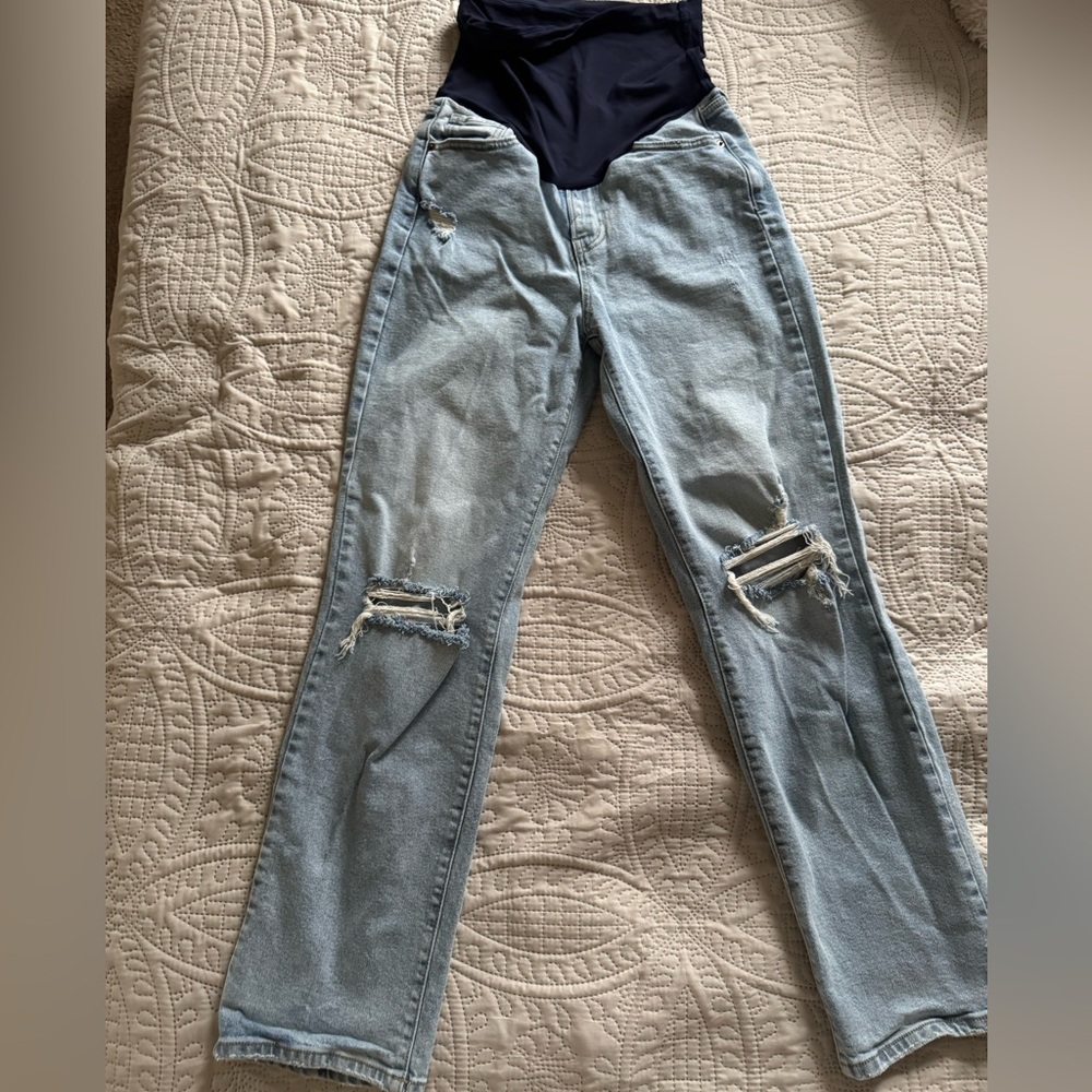 Pinkblush Denim Straight Leg Jeans with Rips